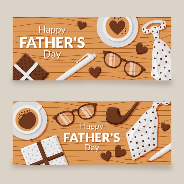 Conjunto de banners planos del día del padre.