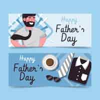 Vector gratuito conjunto de banners planos del día del padre