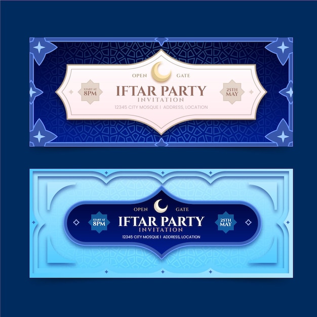 Vector gratuito conjunto de banners planos iftar