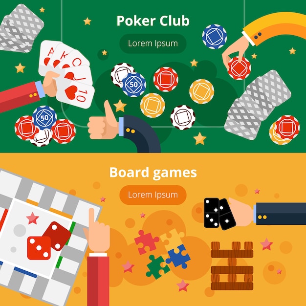 Vector gratuito conjunto de banners planos de juegos de juegos