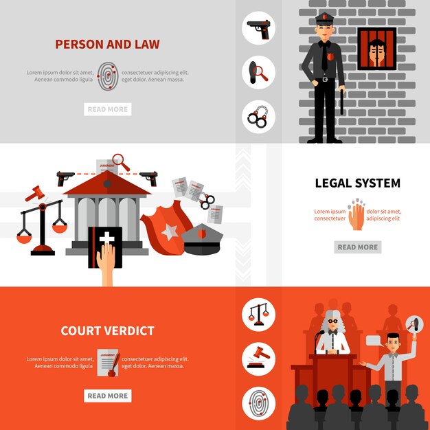 Conjunto de Banners Planos de Leyes Legales