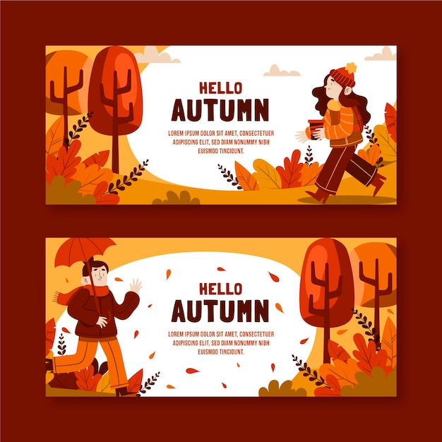 Vector gratuito conjunto de banners planos de otoño