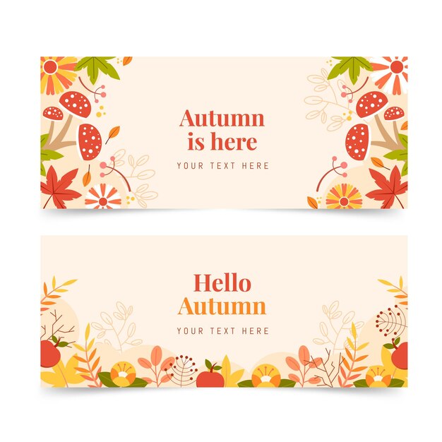 Conjunto de banners planos de otoño
