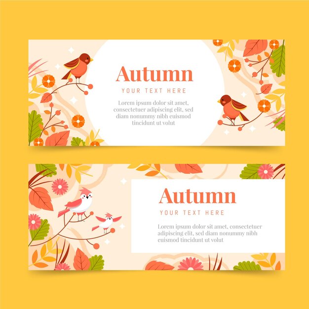 Conjunto de banners planos de otoño