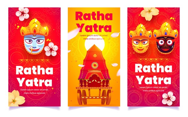 Conjunto de banners planos rath yatra