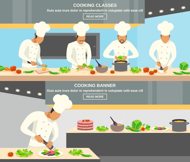 Conjunto de Banners de profesión de cocinero