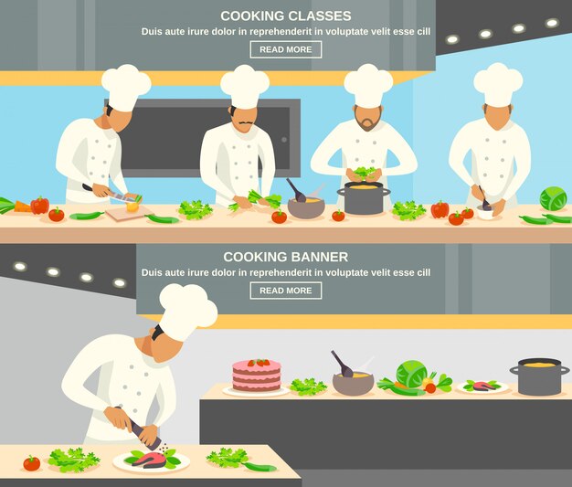 Conjunto de Banners de profesión de cocinero