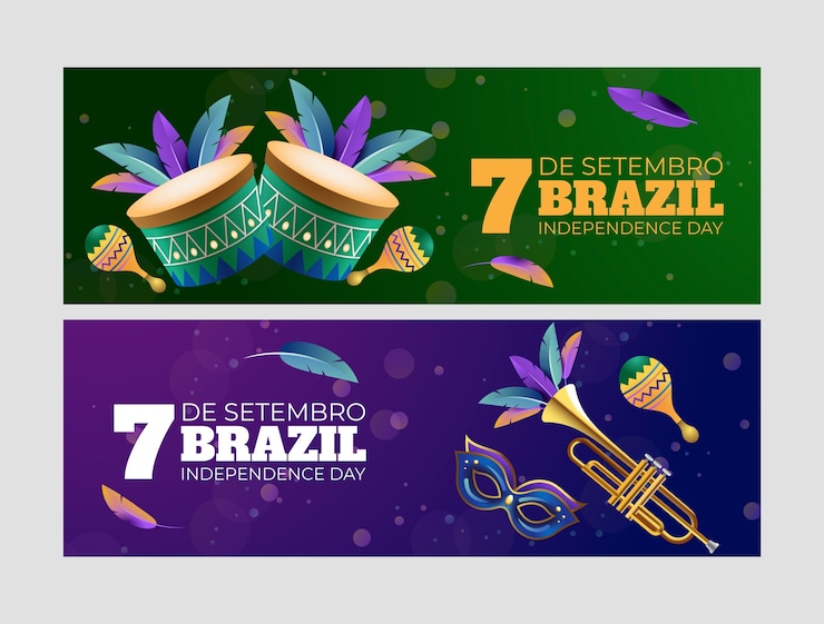Vector gratuito conjunto de banners realistas para la celebración del 7 de septiembre.