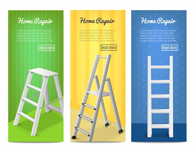 Vector gratuito conjunto de banners realistas de escaleras