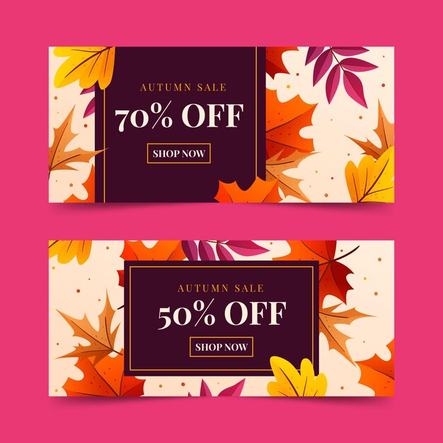 Conjunto de banners de rebajas de otoño degradado