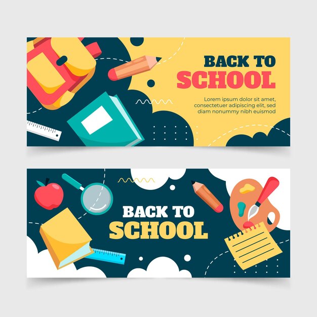 Conjunto de banners de regreso a la escuela.