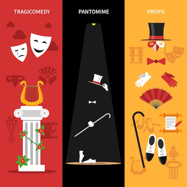 Vector gratuito conjunto de banners de rendimiento teatral