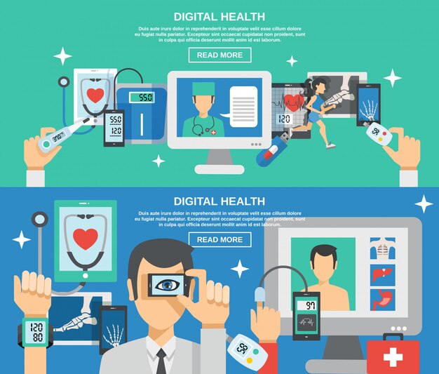 Conjunto de banners de salud digital