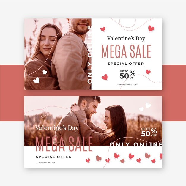 Vector gratuito conjunto de banners de san valentín