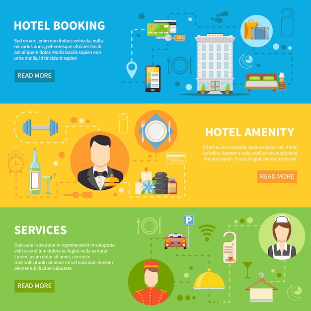 Conjunto de Banners de Servicio de Hotel