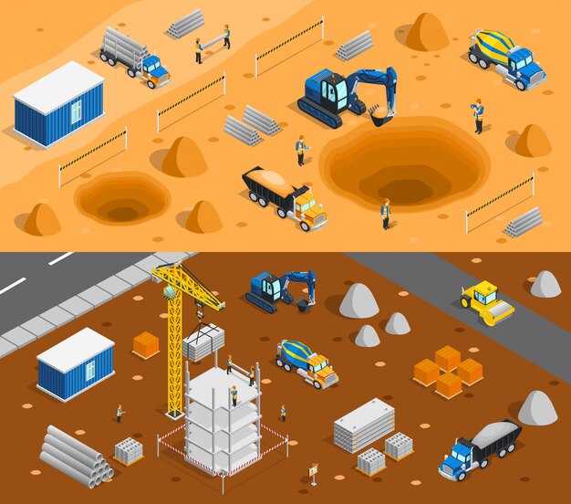 Conjunto de Banners de sitio de construcción