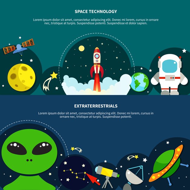 Conjunto de Banners de tecnología espacial