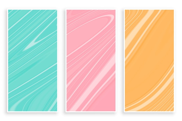 Conjunto de banners de textura de mármol de color pastel