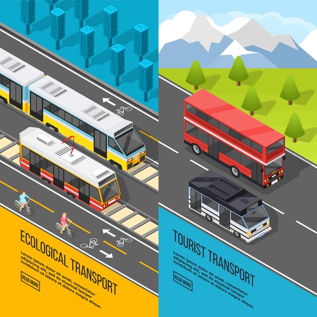 Conjunto de Banners de Transporte Ecológico