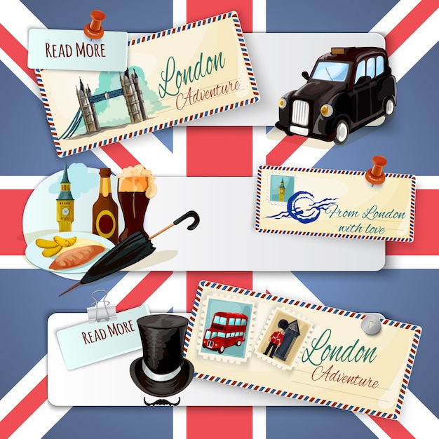 Vector gratuito conjunto de banners turísticos de londres