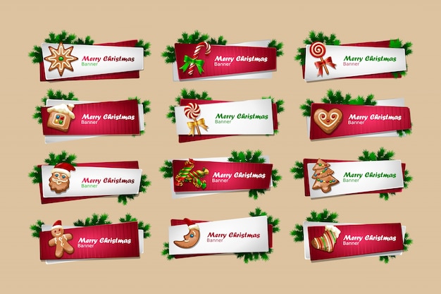 Conjunto de banners vector Año Nuevo
