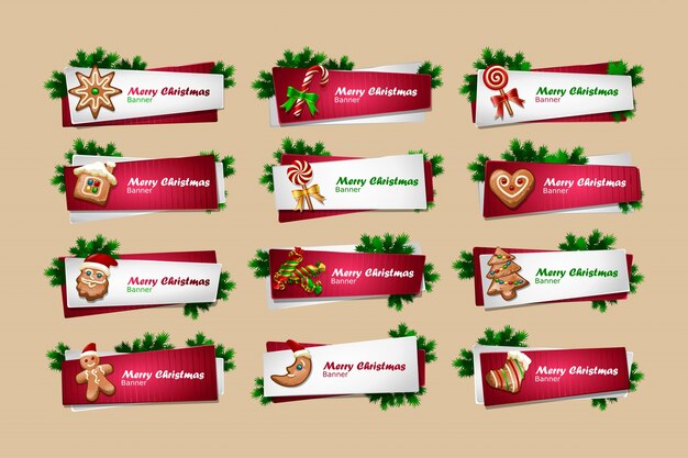 Conjunto de banners vector Año Nuevo