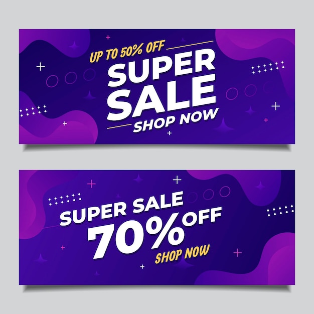 Conjunto de banners de venta abstracta degradado