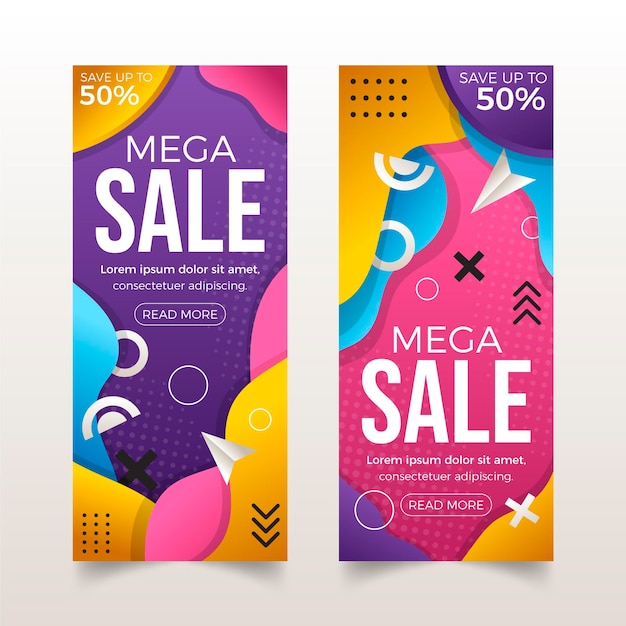 Vector gratuito conjunto de banners de venta abstracta degradado