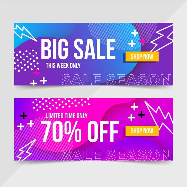 Conjunto de banners de venta abstracta degradado