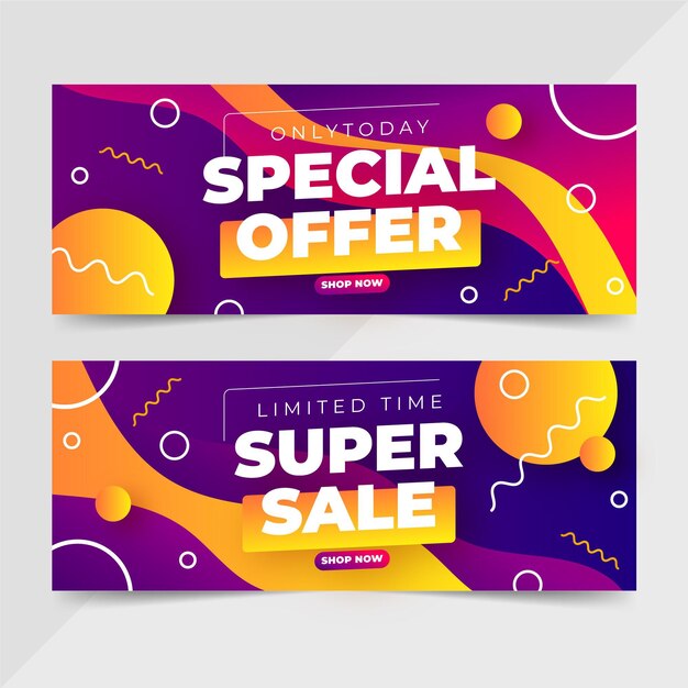 Conjunto de banners de venta abstracta degradado