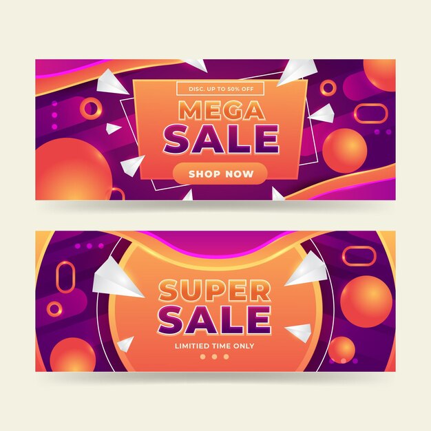 Conjunto de banners de venta abstracta degradado