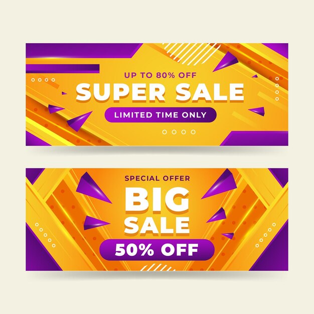 Conjunto de banners de venta abstracta realista