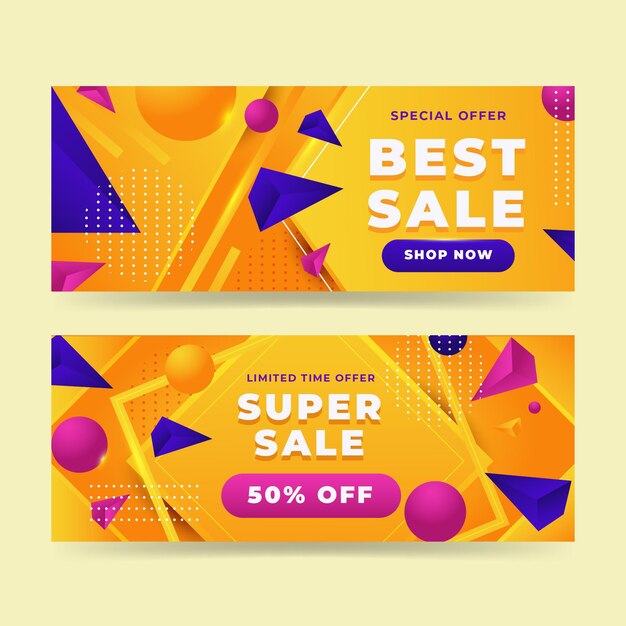 Conjunto de banners de venta abstracta realista