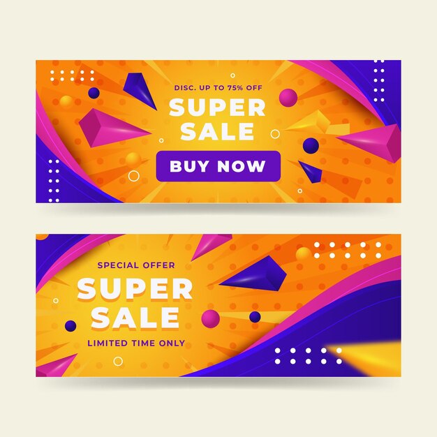 Conjunto de banners de venta abstracta realista