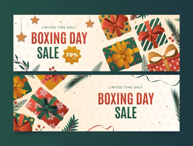 Vector gratuito conjunto de banners de venta de día de boxeo degradado