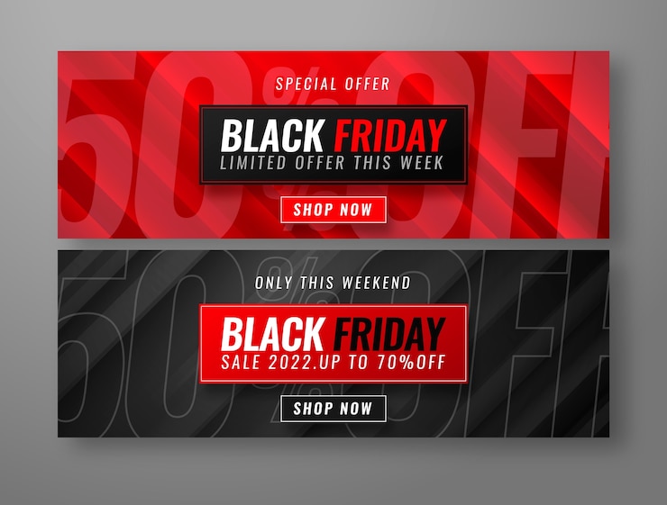 Vector gratuito conjunto de banners de venta horizontal de viernes negro degradado