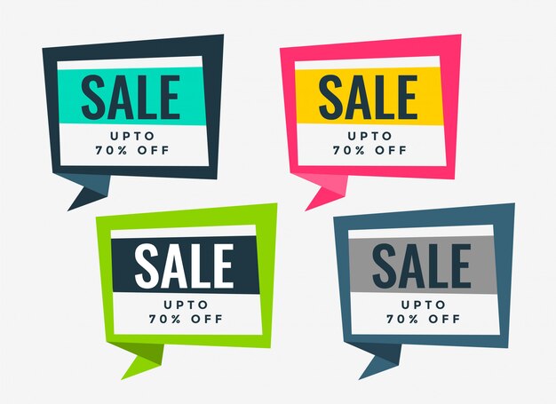 Conjunto de banners de venta de muchos colores.