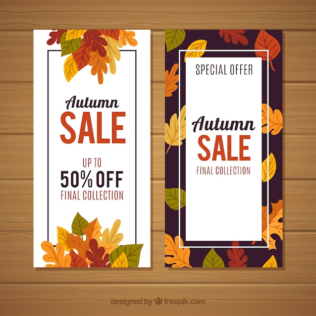 Conjunto de banners de venta de otoño