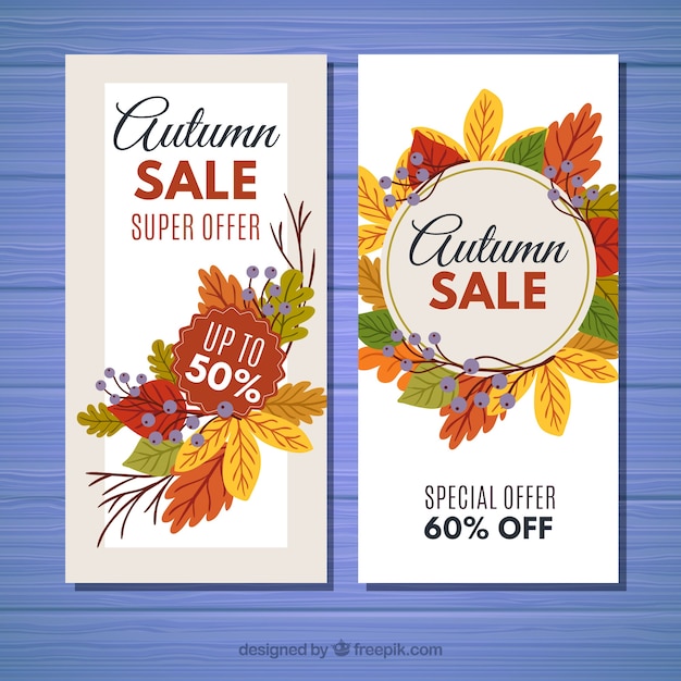 Conjunto de banners de venta de otoño