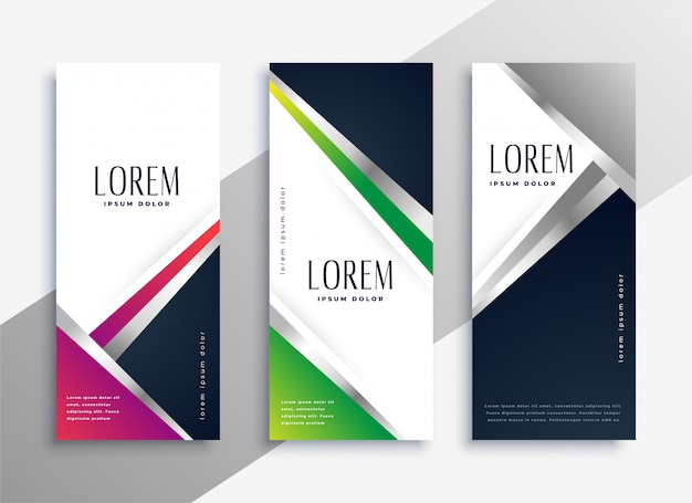 Conjunto de banners vertical moderno geométrico