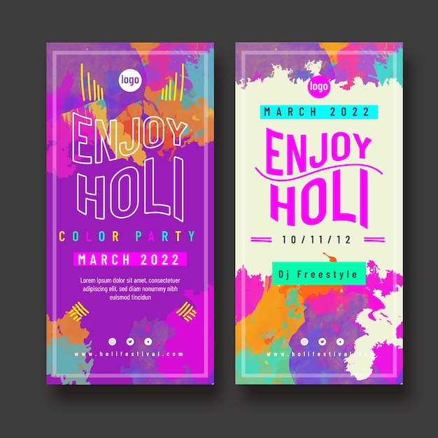 Conjunto de banners verticales acuarela holi