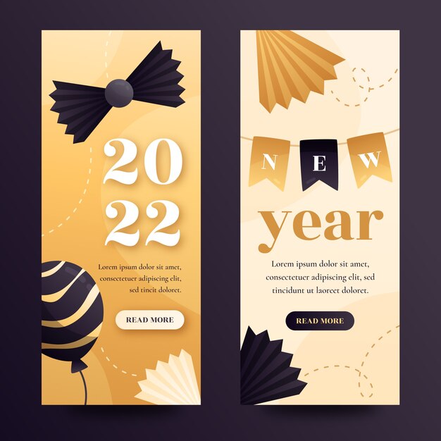 Conjunto de banners verticales de año nuevo degradado