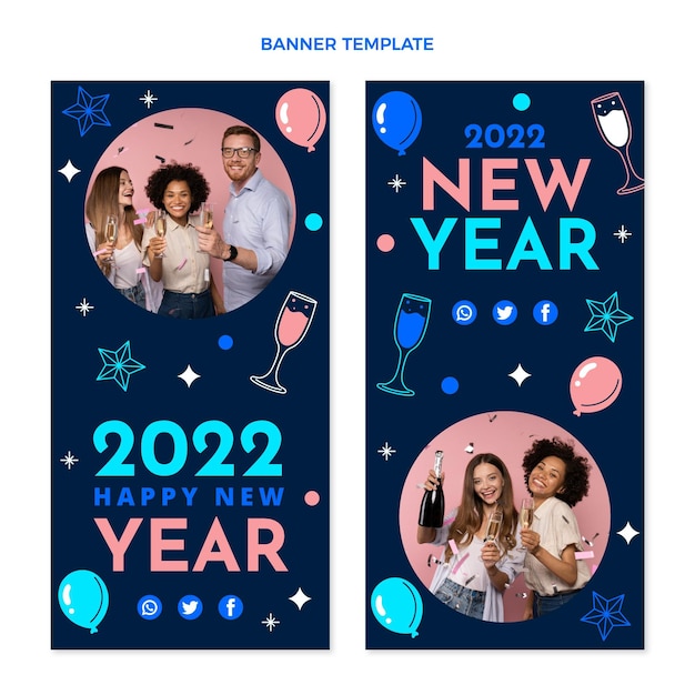 Vector gratuito conjunto de banners verticales de año nuevo plano