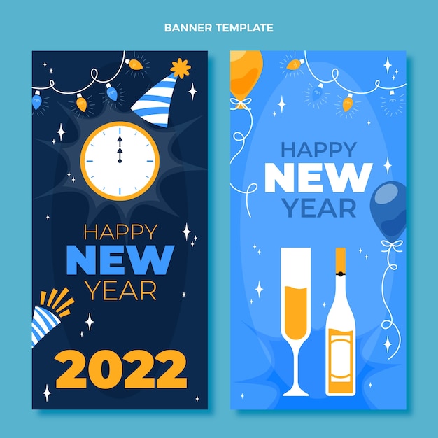 Vector gratuito conjunto de banners verticales de año nuevo plano