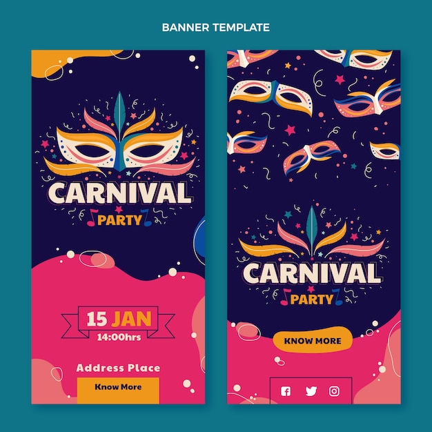 Vector gratuito conjunto de banners verticales de carnaval plano.