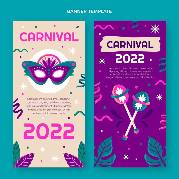 Conjunto de banners verticales de carnaval plano.