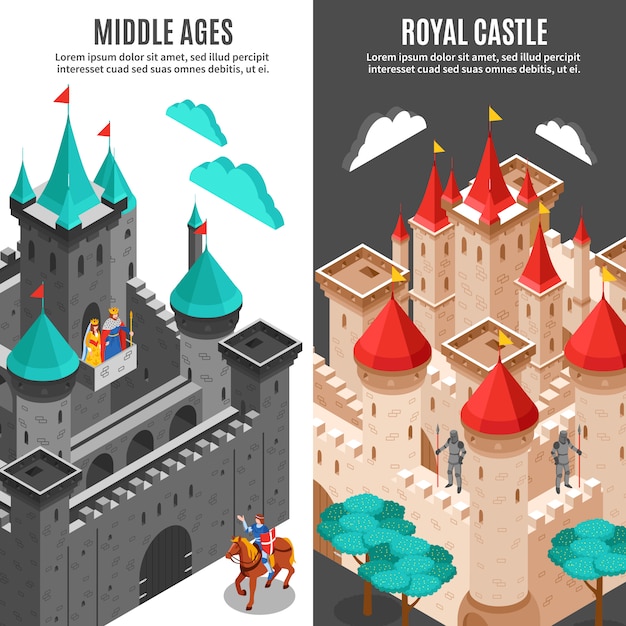 Conjunto de banners verticales del castillo real