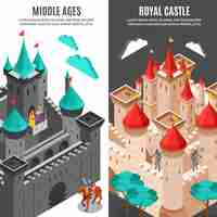 Vector gratuito conjunto de banners verticales del castillo real