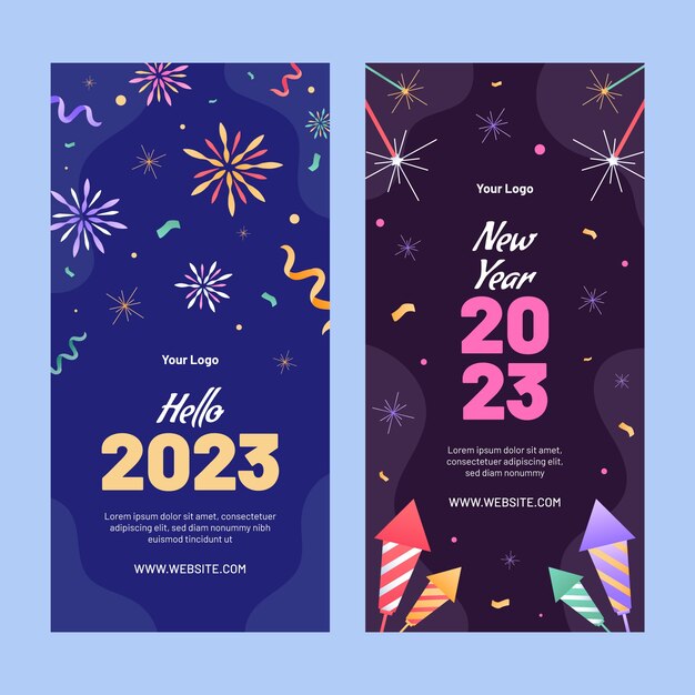 Conjunto de banners verticales de celebración de año nuevo