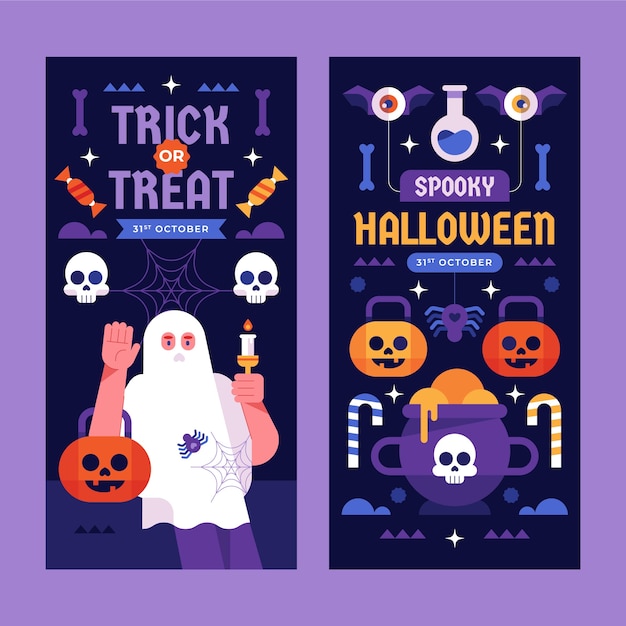 Vector gratuito conjunto de banners verticales de celebración de halloween